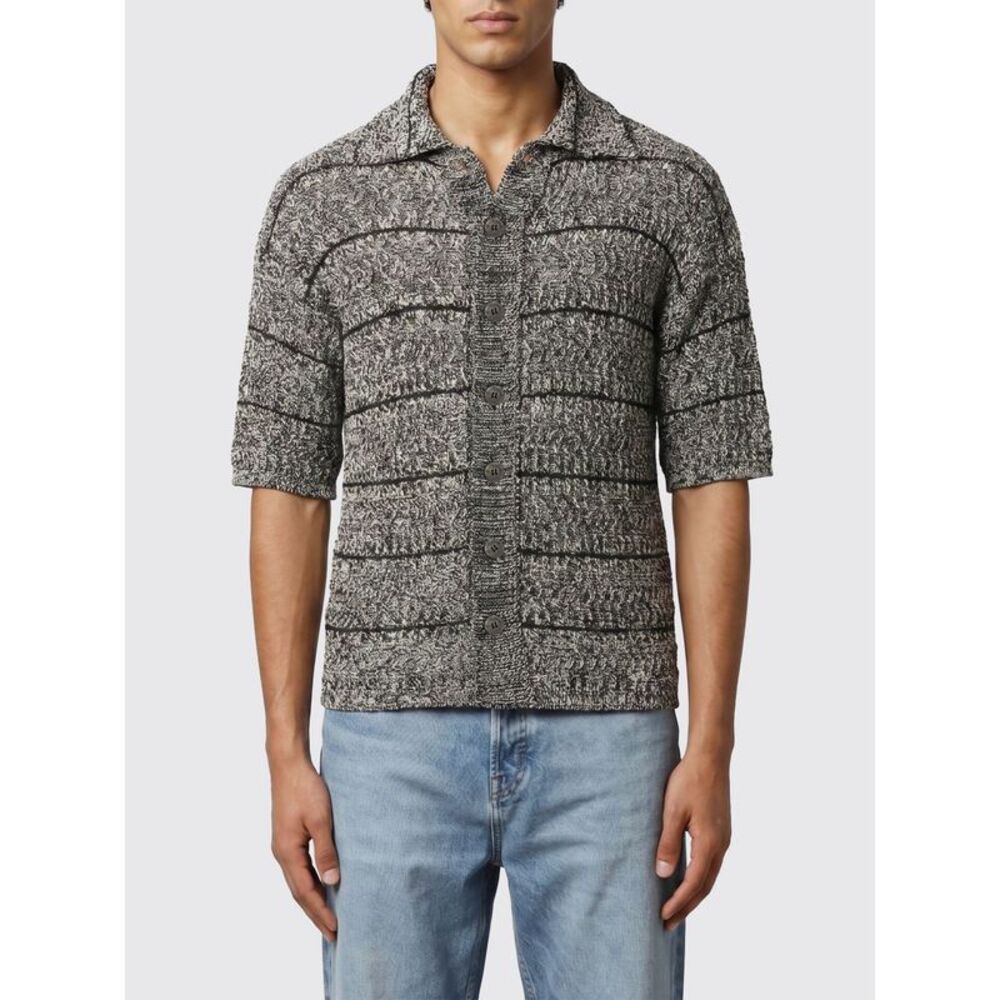 Roberto Collina Men Striped Cotton Blend Polo Cardigan Roberto Collina